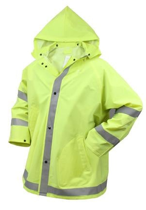 3654 Rothco Safety Reflective Rain Jacket - Safety Green