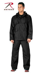 3765 Rothco 2 Piece PVC Coated Nylon Rainsuit - Black