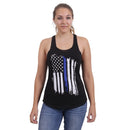 44770 Rothco Women Thin Blue Line Flag Racerback Tank Top - Black