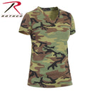 5653 Rothco Womens Long Length Camo V-Neck T-Shirt - Woodland Camo