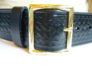 Police Garrison Belt -- Plain or Basket Weave - Gold Tone or Nickel Buckle