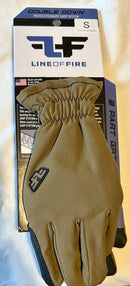 Line of Fire DOUBLE DOWN SENSA-TOUCH GLOVES Size Small- COYOTE
