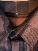 Men's Generic Heavyweight BRN/BLK Button-Up Flannel Shirt size XL