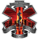  EMS 9/11 We Will Never Forget Red Reflective Vinyl Decal 6 Inch 3 Pack
