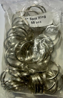 Split Keyrings - Silver tone or Black 1 inch or 1 1/2 inch 