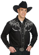 Western Express Men's Black Retro - Leaf Embroidery - 2XL