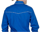 Men's Cotton Blend Retro Leaf Embroidery Western Shirt-Royal Blue-Medium, Used
