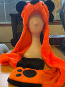Fuzzy Animal Hat | Orange Bear With Sleeves |