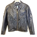 Diamond Plate Genuine Leather Biker Fringe Leather Jacket Motorcycle Womens LRGE