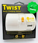 Twist Worldwide Charging Station 4 USB Ports Ultimate Travel Adapter Converter 