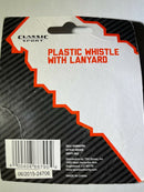 Classic Sport Plastic Whistle W Lanyard- Black