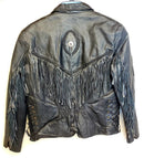 Diamond Plate Genuine Leather Biker Fringe Leather Jacket Motorcycle Womens LRGE