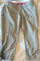 Under Armour Baseball Softball Pants Capri Knickers Fitted Adult Gray Mens Sz MD