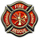 Classic Maltese Courage Honor Rescue Firefighter Decal - 2 Inch Decal 3 Pack
