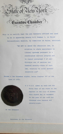 Vintage Framed 1978 New York State Senate Bill Signed Document with Original Pen
