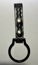 HWC Black Leather Basketweave C D Cell Flashlight Holder Ring 2.25"