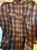 Men's Generic Heavyweight BRN/BLK Button-Up Flannel Shirt size XL