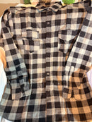 Men's Generic Heavyweight GREY/BLK Button-Up Flannel Shirt size XL