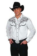 Western Express Men's Retro Leaf Cotton Blend Embroidery Shirt - Medium