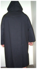 Full Long Rain Jacket with Hood - 49 inches Long - Black