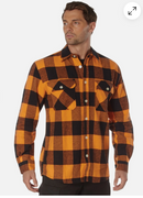 Rothco Buffalo Orange Plaid Extra Heavyweight Long Sleeve Flannel Shirt XLARGE