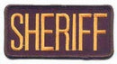 2 SMALL SHERIFF PATCHES/ BADGE EMBLEM 4 1/4 inches x 2 inches GOLD / BLACK