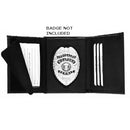 Black Leather Hidden Badge Wallet- Shield Cut Out