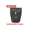 Leather Handcuff Cae with Snap - Plain or Basket Weave