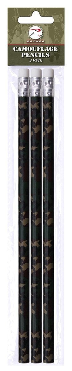 1008 Rothco Woodland Camo Pencils - 3 Pack