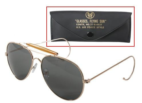 10220 ROTHCO AVIATOR AIR FORCE STYLE SUNGLASSES w/ CASE - GOLD