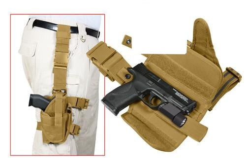 10753 ROTHCO DELUXE ADJUSTABLE DROP LEG TACTICAL HOLSTER - COYOTE