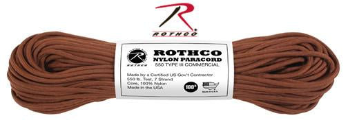 122 Rothco Nylon Paracord 550lb 100 Ft / Chocolate Brown