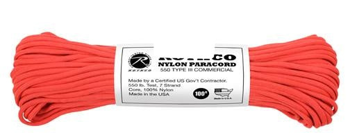 146 Rothco Nylon Paracord 550lb 100 Ft / Red