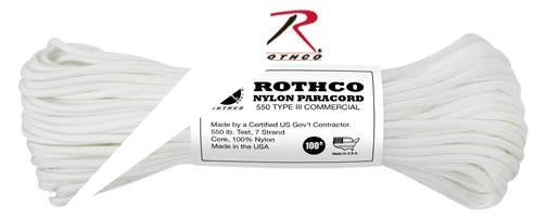 147 Rothco Nylon Paracord 550lb 100 Ft / White