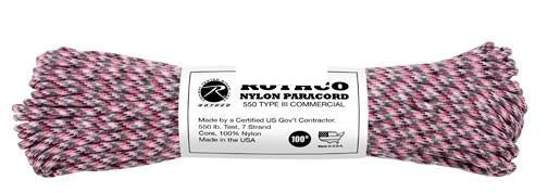154 Rothco Nylon Paracord 550lb 100 Ft / Pink Camo