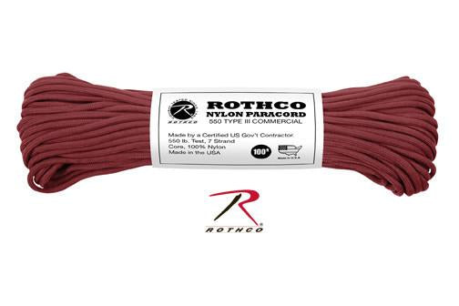 161 Rothco Nylon Paracord 550lb 100 Ft / Burgundy