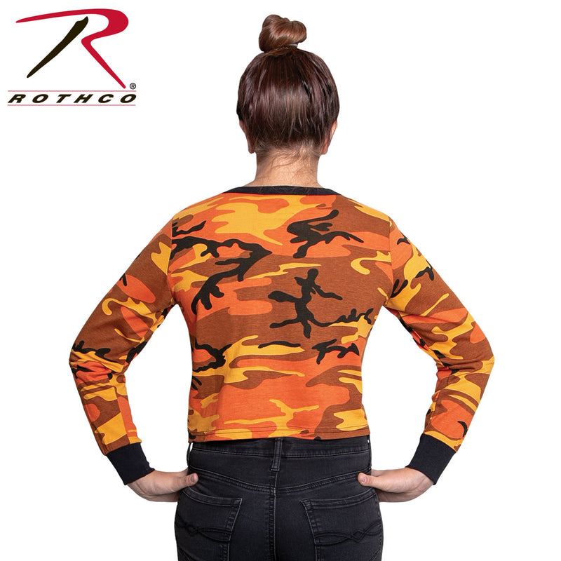 1665 Rothco Women's Camo Long Sleeve Crop Top - Savage Orange Camo