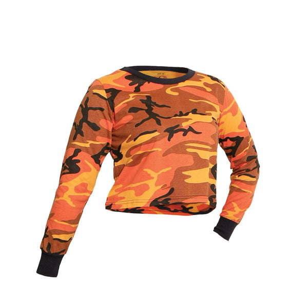 1665 Rothco Women's Camo Long Sleeve Crop Top - Savage Orange Camo