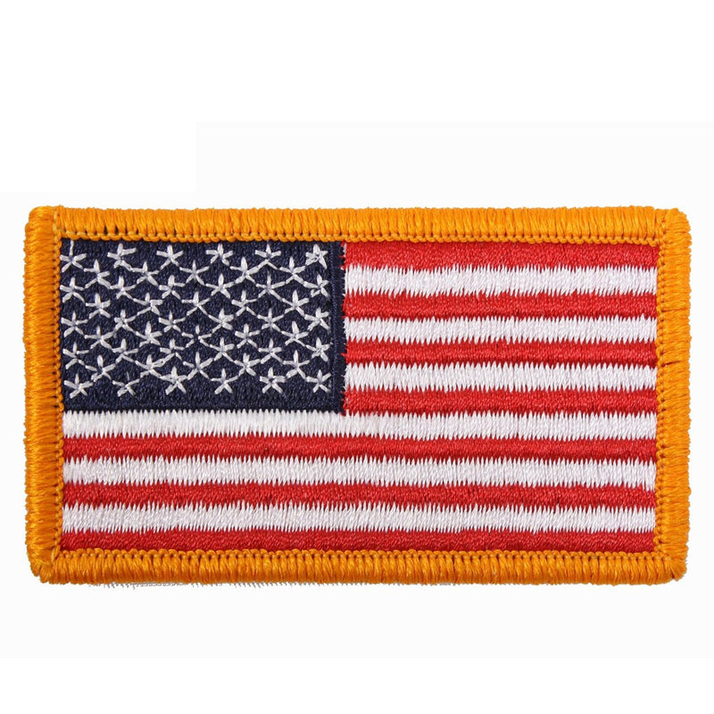 1777 Rothco Iron On / Sew On Embroidered US Flag Patch - Red White Blue with Yellow Border