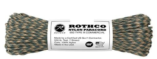 180 Rothco Nylon Woodland Camo Paracord 100 Foot