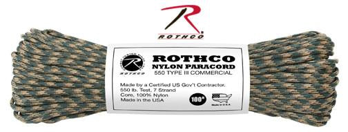 180 Rothco Nylon Woodland Camo Paracord 100 Foot