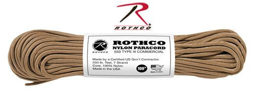 181 Rothco Nylon Paracord 550lb 100 Ft / Tan