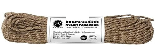 182 Rothco Nylon Paracord 550lb 100 Ft / Desert Camo