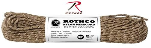 182 Rothco Nylon Paracord 550lb 100 Ft / Desert Camo
