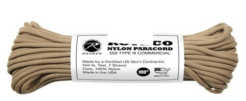193 Rothco Nylon Paracord 550lb 100 Ft / Coyote Brown
