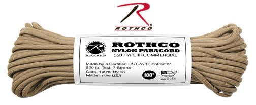 193 Rothco Nylon Paracord 550lb 100 Ft / Coyote Brown