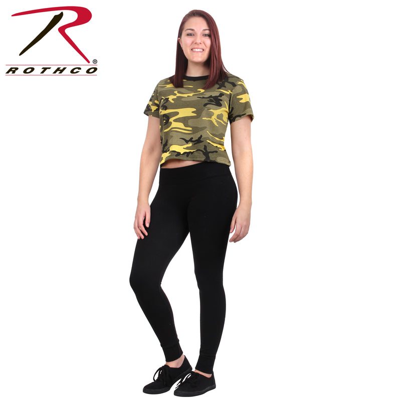 1944 Rothco Women's Camo Crop Top - Stinger Yellow Camo