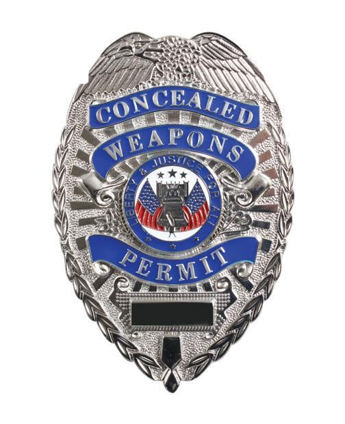 1945 ROTHCO DELUXE BADGE - CONCEALED WEAPONS PERMIT / SILVER