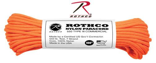 194 Rothco Nylon Paracord 550lb 100 Ft / Safety Orange