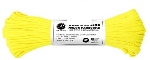 196 Rothco Nylon Paracord 550lb 100 Ft / Neon Yellow